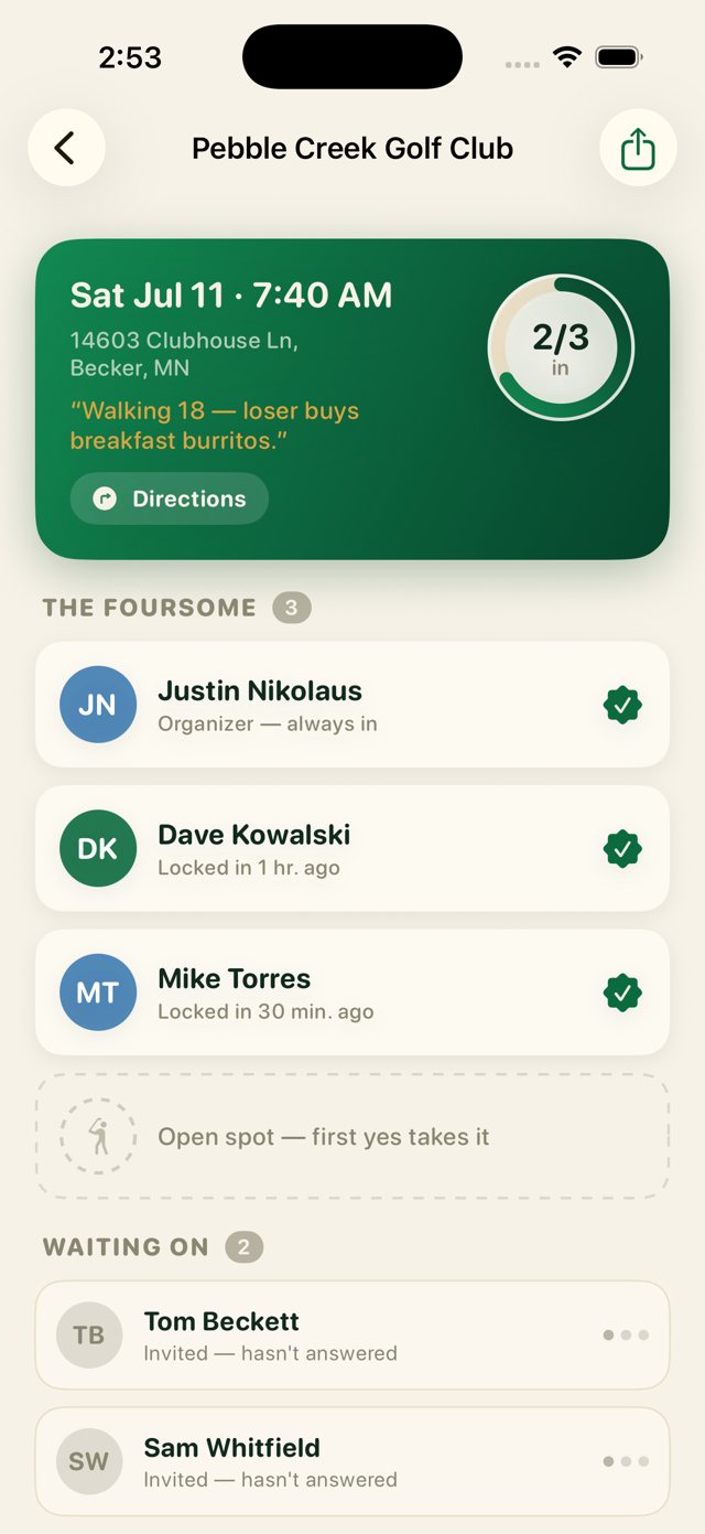 Live dashboard