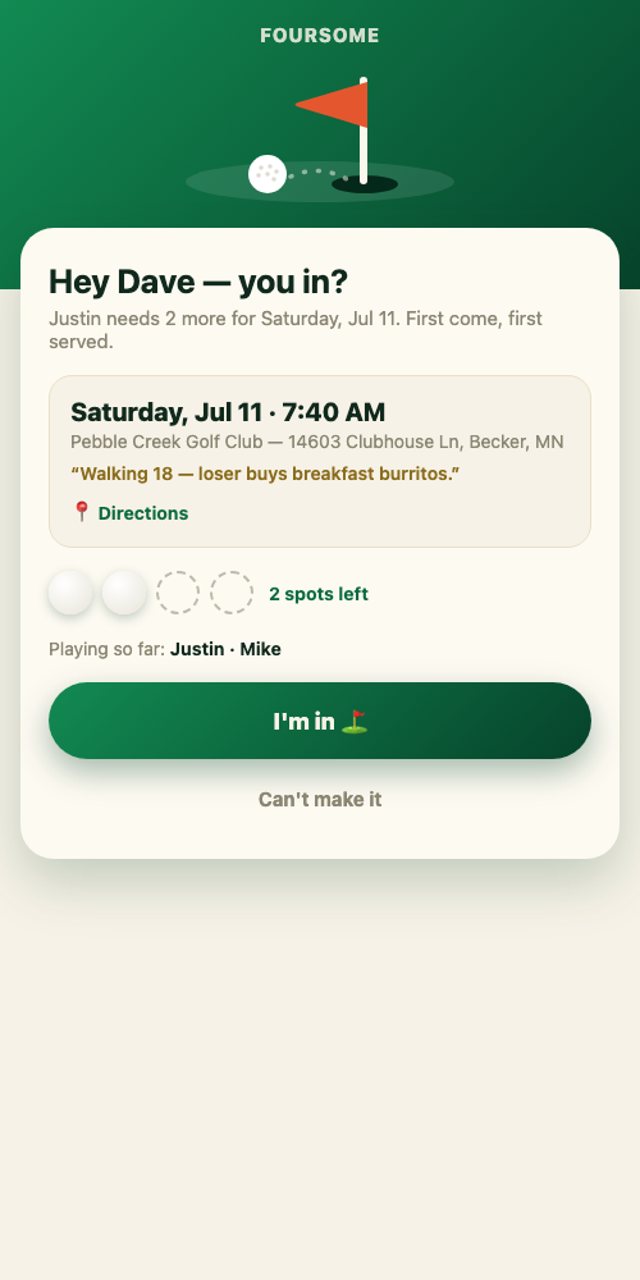 The RSVP page